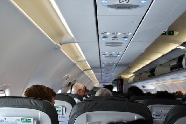 Airliner cabin with passengers